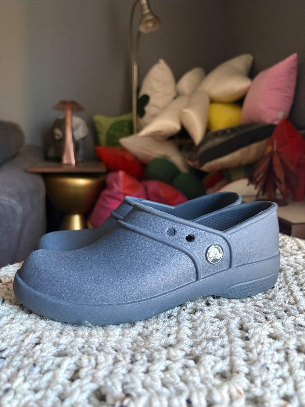 Womens Blue Slip-On Clog Shoes - Comfortable Everyday Wear